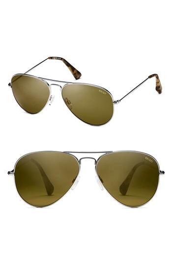 Men's Mvmt Runway 60mm Polarized Aviator Sunglasses - Brushed Silver