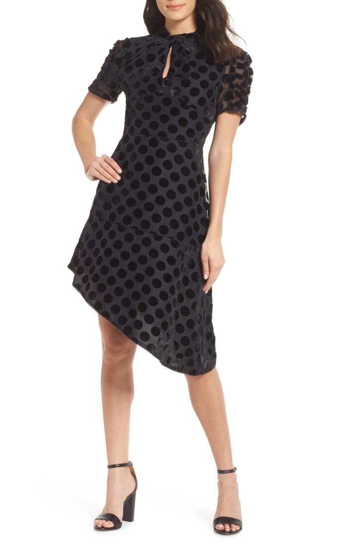 Women's Chelsea28 Asymmetrical Velvet Dot Dress