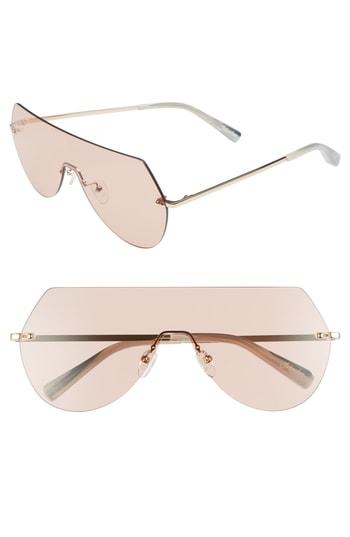 Women's Elizabeth And James Johnston 138mm Rimless Shield Sunglasses - Light Gold/ Brown