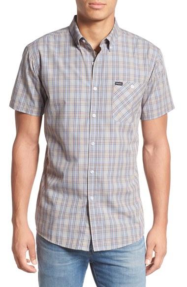 Men's Brixton 'howl' Short Sleeve Plaid Woven Shirt