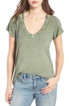 Women's Treasure & Bond Oil Wash Cutout Tee, Size - Green