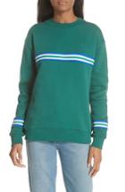 Women's Etre Cecile Rib Stripe Boyfriend Sweatshirt - Green