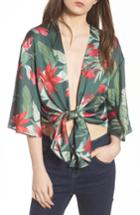 Women's Lovers + Friends Dino Tie Front Top - Green