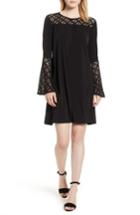 Women's Michael Michael Kors Lace Inset Bell Sleeve Swing Dress - Black