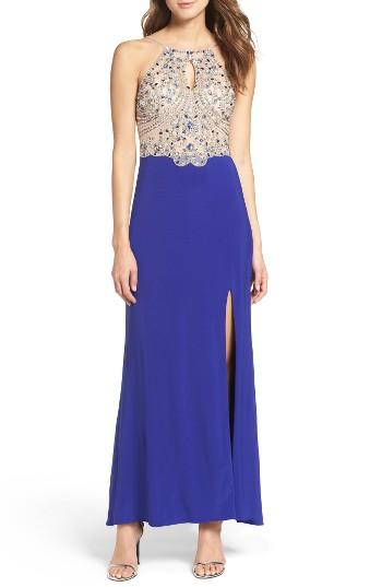 Women's Blondie Nites Open Back Embellished Gown
