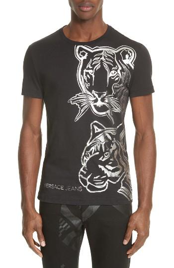 Men's Versace Jeans Foil Print T-shirt - Black