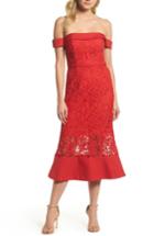 Women's Jarlo Talia Lace Off The Shoulder Midi Dress - Red