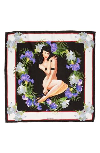 Women's Givenchy Pin-up Silk Twill Scarf, Size - Black