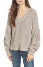 Women's Madewell Pleat Sleeve Pullover Sweater, Size - Brown