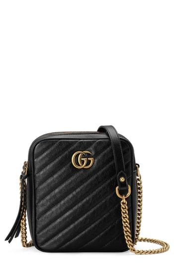 Gucci Mini Marmont 2.0 Leather Crossbody Bag - Black