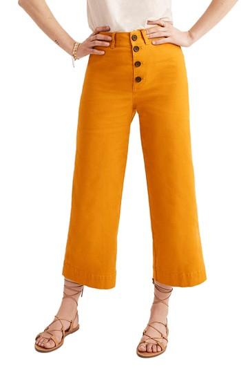 Women's Madewell Emmett Wide Leg Crop Pants - Yellow