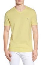 Men's Lacoste Stripe V-neck T-shirt (l) - Yellow