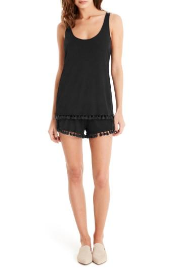 Women's Michael Stars Fringe Trim Layered Romper - Black