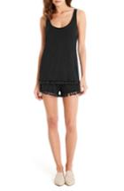 Women's Michael Stars Fringe Trim Layered Romper - Black