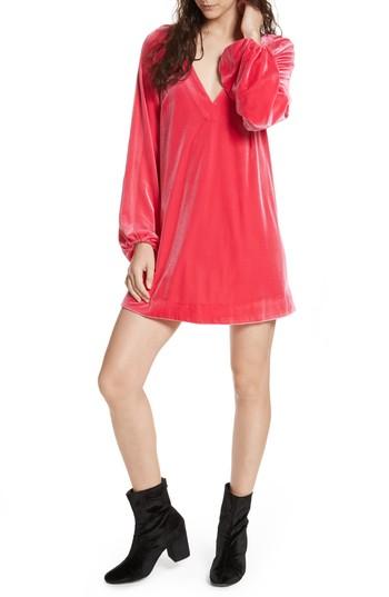Women's Free People Misha Velvet Minidress - Pink
