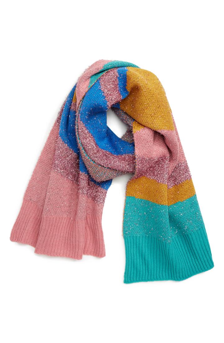 Women's Leith Metallic Geo Block Scarf, Size - Pink