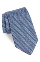 Men's Salvatore Ferragamo Fina Print Silk Tie, Size - Blue
