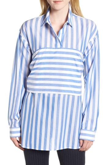 Women's Lewit Tie Back Stripe Shirt - Blue