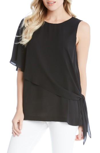 Women's Karen Kane Side Tie Asymmetrical Top - Black