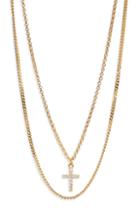 Women's Argento Vivo Double Layer Cross Necklace
