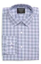 Men's Nordstrom Men's Shop Non-iron Trim Fit Plaid Dress Shirt - 32/33 - Purple
