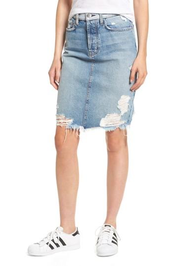 Women's Current/elliott The Ultra High Waist Denim Skirt - Blue