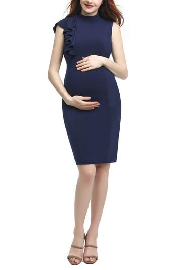 Women's Kimi And Kai Josephine Ruffle Maternity Sheath Dress - Blue