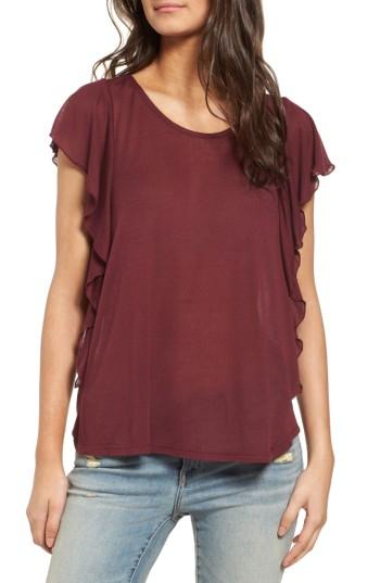 Women's Hinge Ruffle Tee, Size - Red