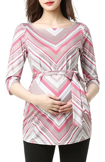 Women's Kimi And Kai Delia Chevron Maternity Top - Pink
