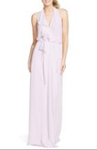 Women's Nouvelle Amsale 'erica' Ruffle Chiffon Halter Neck Wrap Gown, Size - Blue