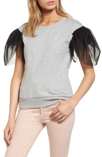 Women's Chelsea28 Lace Puff Sleeve Top, Size - Grey