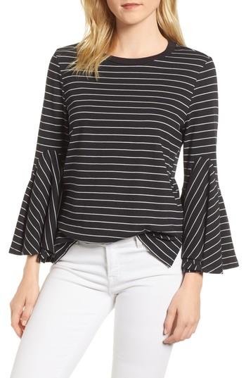 Women's Everleigh Stripe Bell Sleeve Top - Black