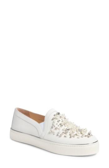 Women's Stuart Weitzman Decor Slip-on Sneaker .5 M - White