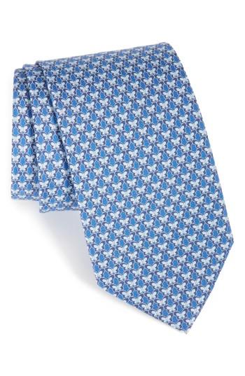 Men's Salvatore Ferragamo Butterfly Print Silk Tie, Size - Blue