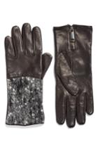 Women's Fabiana Filippi Pebble Tweed & Leather Gloves - Black