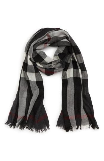Women's Burberry Tonal Lightweight Check Cashmere Wool Scarf