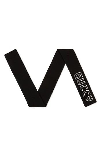 Women's Gucci Guccy Game Wool Scarf, Size - Black