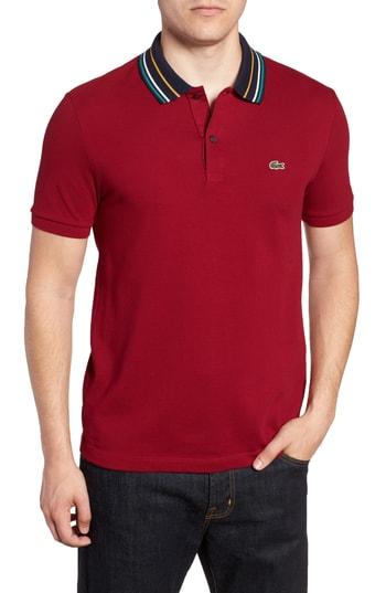 Men's Lacoste Slim Fit Fancy Pique Polo (s) - Red