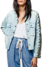 Women's Free People Embroidered Linen & Cotton Jacket - Blue