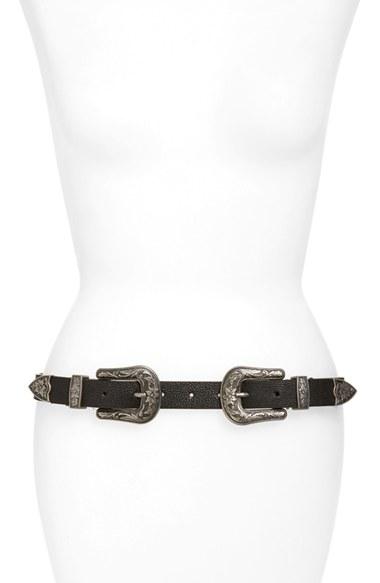 Women's Bp. Double Buckle Belt, Size - Black/ Silver