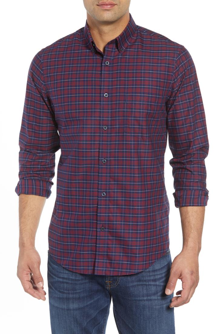 Men's Nordstrom Men's Shop Smartcare(tm) Fit Grid Sport Shirt