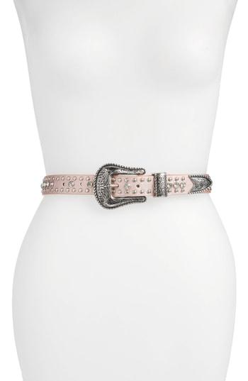 Women's Steve Madden Western Crystal Belt - Light Pink