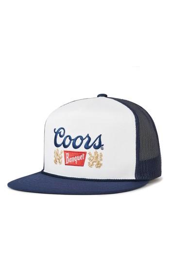 Men's Brixton Coors Banquet Primary Trucker Cap - White