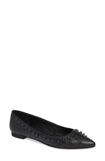 Women's Frye Sienna Deco Stud Ballet Flat .5 M - Black