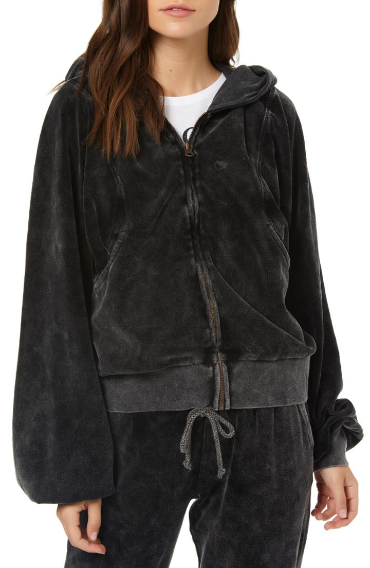 Women's O'neill Velour Blouson Sleeve Hoodie - Grey