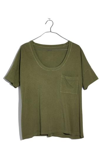 Women's Madewell Garment Dyed U-neck Tee, Size - Green