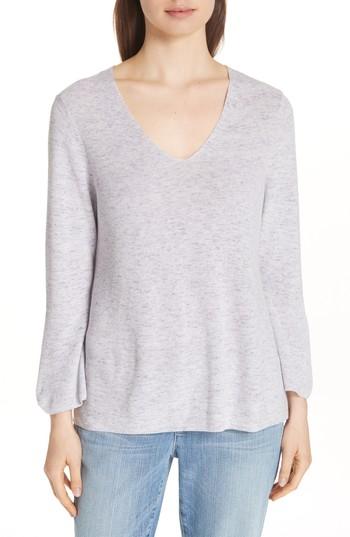 Women's Eileen Fisher Bell Cuff Organic Cotton Sweater, Size - Purple