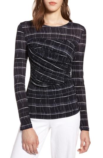 Women's Halogen Ruched Print Mesh Top - Blue