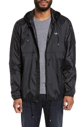 Men's Rvca Hexstop Ii Water Repellent Hooded Jacket - Black