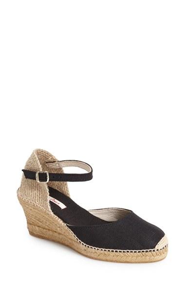 Women's Toni Pons 'caldes' Linen Wedge Sandal Eu - Black